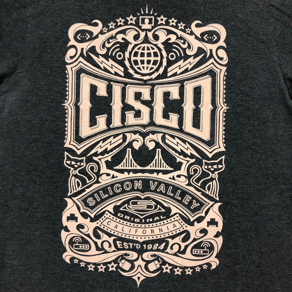 Cisco‎ Silicon Valley T-Shirt Kustom Kult Artist Signature Series Gray Medium